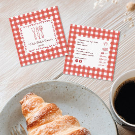 Cute Modern Farmhouse Gingham Bakery Vierkante Visitekaartje