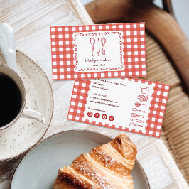 Cute Modern Farmhouse Gingham Social Icons Visitekaartje