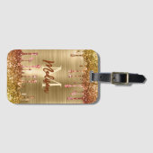 Cute modern Faux gold Glitter Driemonogram Bagagelabel (Voorkant (horizontaal))