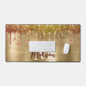 Cute modern Faux gold Glitter Driemonogram Bureaumat (Keyboard & Muis)