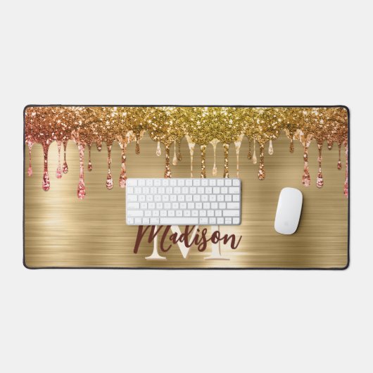 Cute modern Faux gold Glitter Driemonogram Bureaumat (Keyboard & Muis)