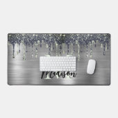 Cute modern Faux Silver Glitter Driemonogram Bureaumat (Keyboard & Muis)