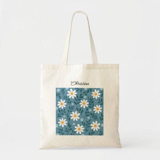 Cute Modern Feminine Personalized Floral Tote Bag (Voorkant)
