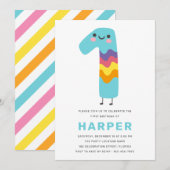 Cute Modern First Birthday - 1st Birthday Kaart (Voorkant / Achterkant)