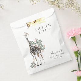 Cute Modern Floral Giraffe Simple Baby shower Bedankzakje