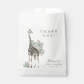 Cute Modern Floral Giraffe Simple Baby shower Bedankzakje (Voorkant)