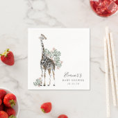 Cute Modern Floral Giraffe Simple Baby shower Servet (Insitu)