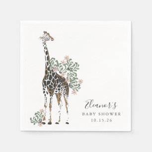 Cute Modern Floral Giraffe Simple Baby shower Servet