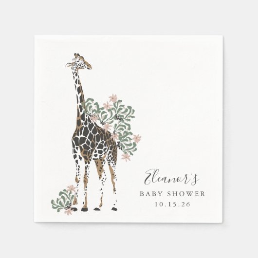 Cute Modern Floral Giraffe Simple Baby shower Servet (Voorkant)