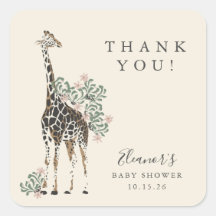 Cute Modern Floral Giraffe Simple Baby shower