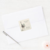 Cute Modern Floral Giraffe Simple Baby shower Vierkante Sticker (Envelop)