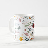 Cute Modern Floral Live Laugh Love Personalized Koffiemok (Voorkant links)