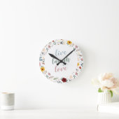 Cute Modern Floral Live Laugh Love Ronde Klok (Huis)