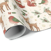 Cute Modern Forest Animal Christmas Gift Wrap Roll Cadeaupapier (Rol Hoek)
