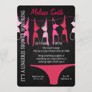 Cute Modern Fun Lingerie Vrijgezellenfeest Invite Kaart