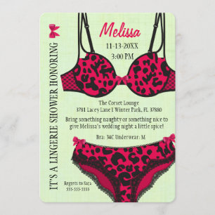 Cute Modern Fun Lingerie Vrijgezellenfeest Invite Kaart