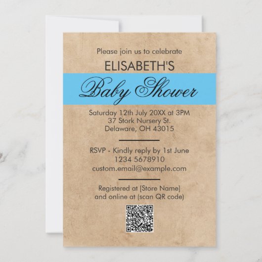 Cute Modern Funny Stork Baby Shower Uitnodiging (Achterkant)