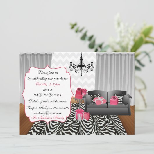 Cute Modern Furniture Housewarming Party Kaart (Staand voorkant)