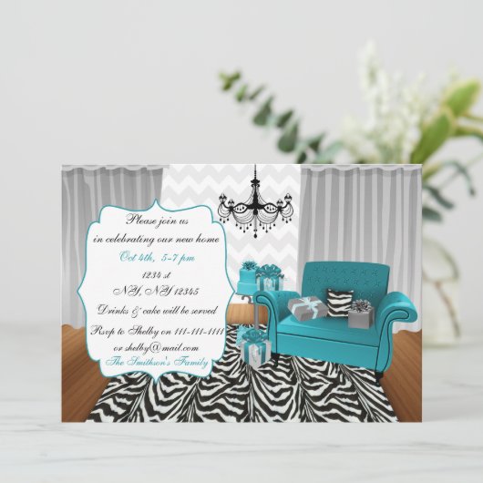 Cute Modern Furniture Housewarming Party Kaart (Staand voorkant)