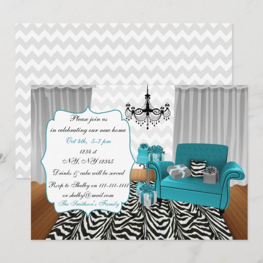 Cute Modern Furniture Housewarming Party Kaart (Voorkant / Achterkant)