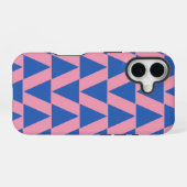 Cute Modern Geometrisch Patroon Roze Kobaltblauw iPhone 16 Hoesje (Achterkant horizontaal)