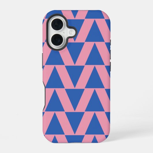 Cute Modern Geometrisch Patroon Roze Kobaltblauw iPhone 16 Hoesje (Achterkant)