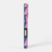 Cute Modern Geometrisch Patroon Roze Kobaltblauw iPhone 16 Hoesje (Rechterkant)
