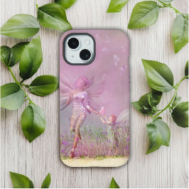 Cute Modern Girly Pink Butterfly Fairies iPhone 15 Case