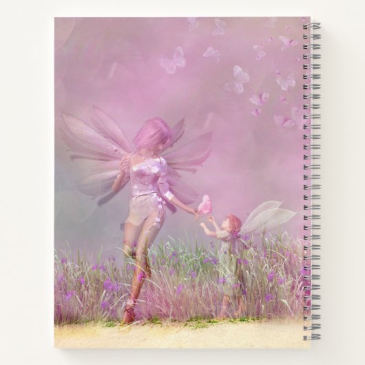 Cute Modern Girly Pink Butterfly Fairies Notitieboek (Achterkant)