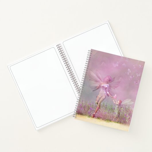 Cute Modern Girly Pink Butterfly Fairies Notitieboek (Binnen)