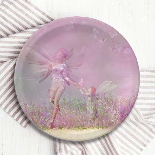 Cute Modern Girly Pink Butterfly Fairies Papieren Bordje