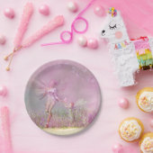 Cute Modern Girly Pink Butterfly Fairies Papieren Bordje (Feest)