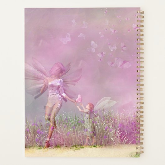 Cute Modern Girly Pink Butterfly Fairies Planner (Achterkant)
