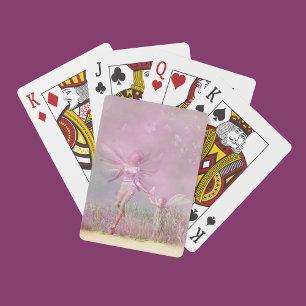 Cute Modern Girly Pink Butterfly Fairies Pokerkaarten