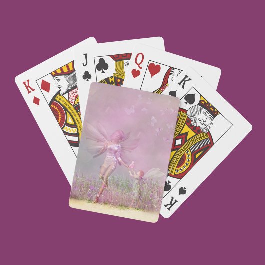 Cute Modern Girly Pink Butterfly Fairies Pokerkaarten
