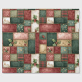 Cute Modern Gold Christmas Patchwork Pattern Cadeaupapier (Vlak)