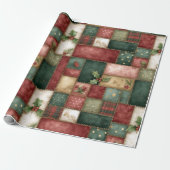 Cute Modern Gold Christmas Patchwork Pattern Cadeaupapier (Uitgerold)