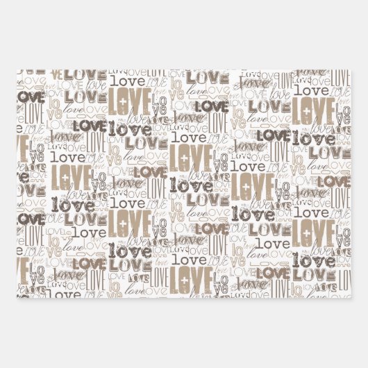 Cute Modern Gold Love Typography Pattern Inpakpapier Vel (Voorkant 2)
