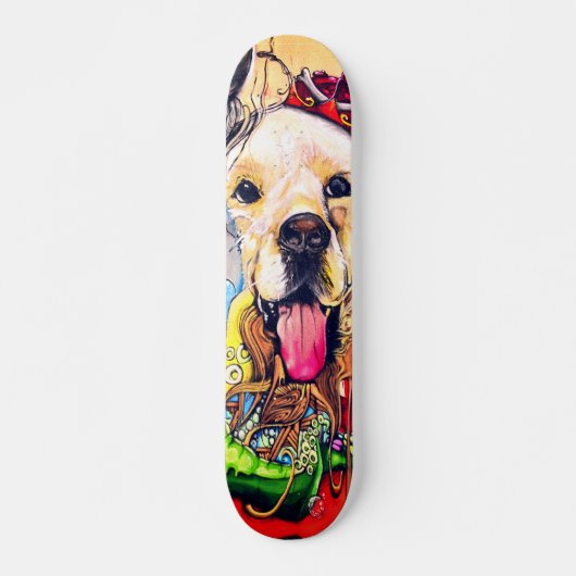 Cute Modern Golden Retriever Street Art Persoonlijk Skateboard (Voorkant)