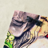 Cute Modern Golden Retriever Street Art Strandlaken (In situ)