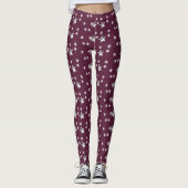 Cute Modern Gray en Burgundy Stylish Stars Leggings (Voorkant)