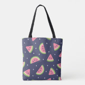 Cute Modern Green Pink Watermeloen Fruit Pattern Tote Bag (Achterkant)