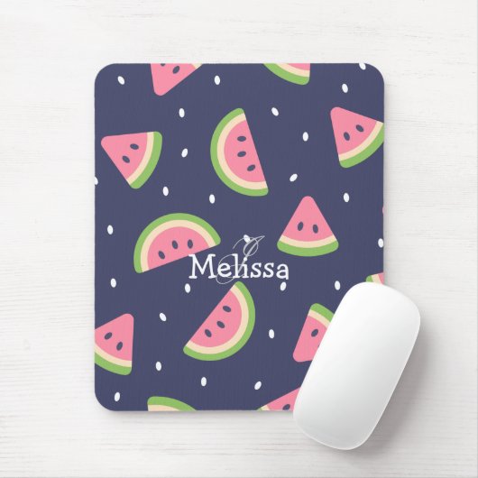 Cute Modern Green Pink Watermelon Pattern Muismat (Met muis)