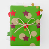 Cute Modern Green Red Stars kerstcadeau Inpakpapier Vel (In situ)