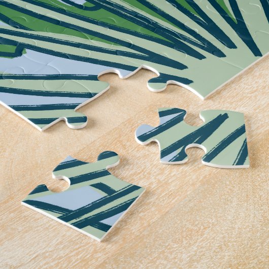 Cute Modern Green Tropical Leaves Pattern Legpuzzel (Zijkant)