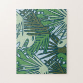 Cute Modern Green Tropical Leaves Pattern Legpuzzel (Verticaal)