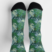 Cute Modern Green Tropical Leaves Pattern Sokken (Top)