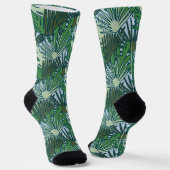 Cute Modern Green Tropical Leaves Pattern Sokken (Gebogen)