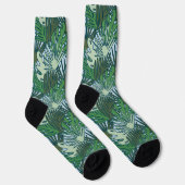 Cute Modern Green Tropical Leaves Pattern Sokken (Rechts)