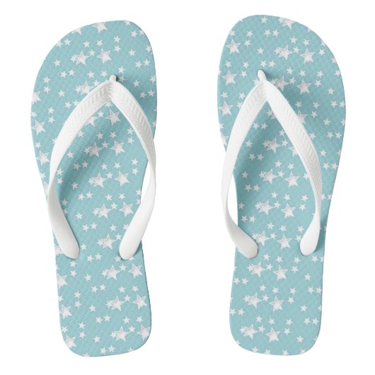 Cute Modern Grey and Mint Stylish Stars Teenslippers (Voetbed)